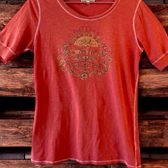 VINTAGE 90s Lucky Brand “Lovefest” Tee | Size L. Retro Y2K Boho  Mall Indie goth - Picture 10 of 13